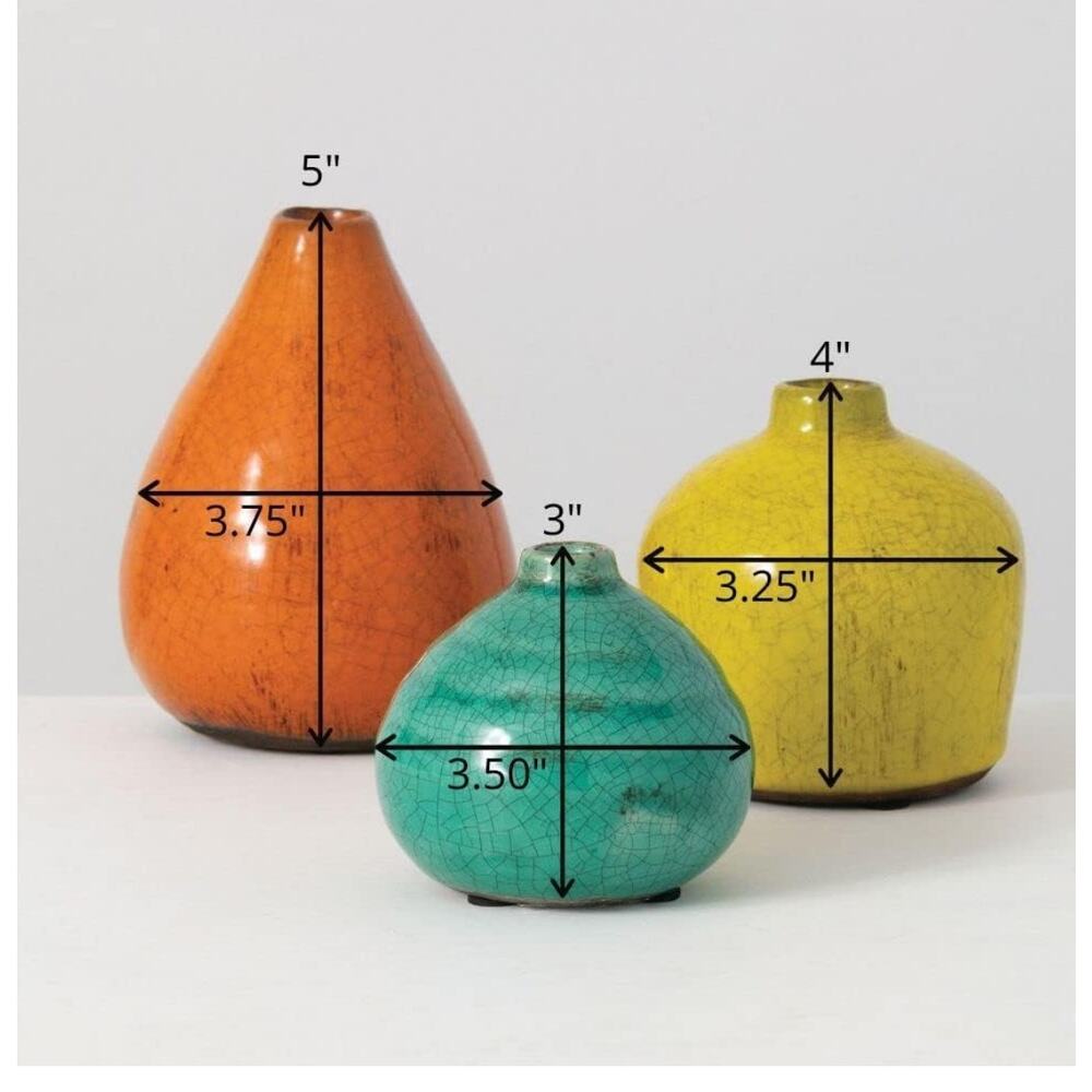 Ceramic Vase Set- 3 Small Vases, Rustic Home Décor, Modern - Picture 4 of 5